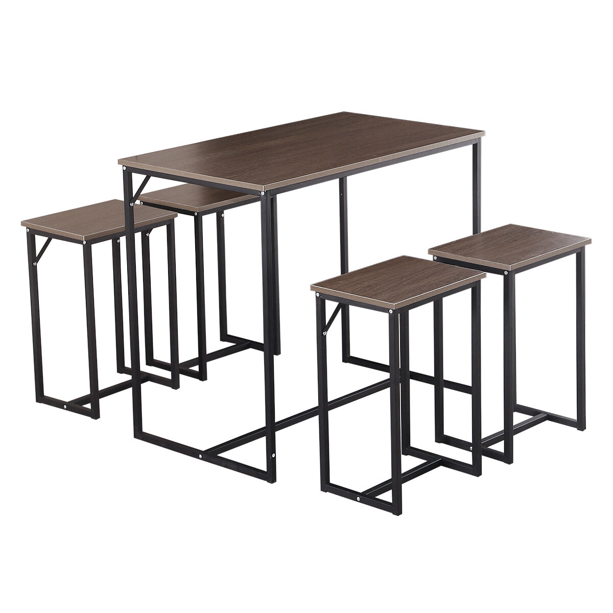 Image of Snailhome 5 Piece Dining Table Set Counter Height Pub Table and 4 Stools Set for Small Space in The Dining Room or Kitch