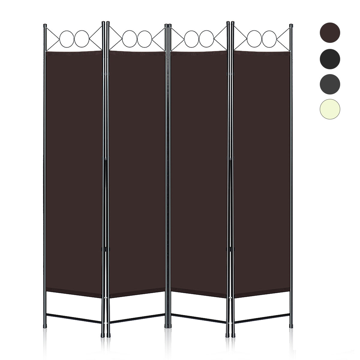 Image of Snailhome 6ft 4-Panel Vintage Home Folding Room Divider Screen Partition Separator Privace Screen