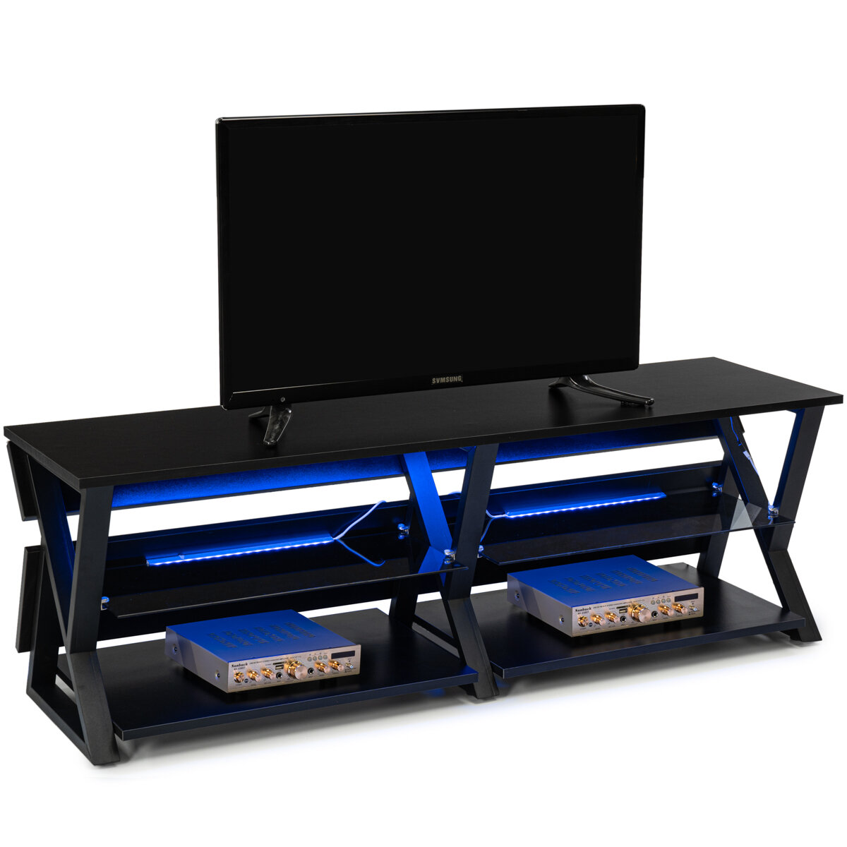 Image of Snailhome Upgrade New Modern RGB LED Gaming TV Cabinet TV Stand ome Office Living Room Furniture Entertainment Center Bl