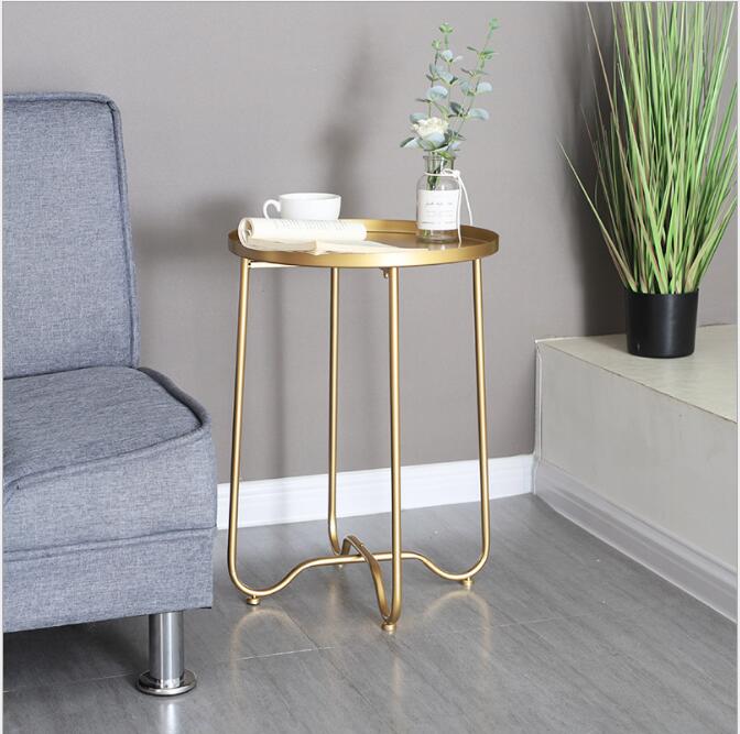 Image of Sofa balcony folding tea table Living Room Furniture The golden side bedroom Nordic light luxury metal iron tables
