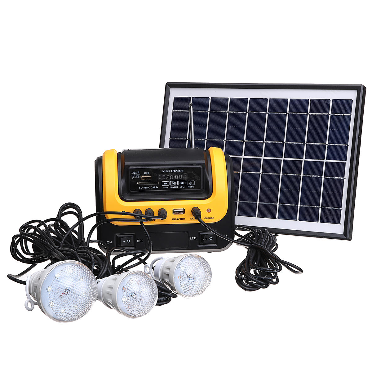 Image of Solar Generator DC Solar Powered System with Radio MP3 Solar Flashlight Power Supply