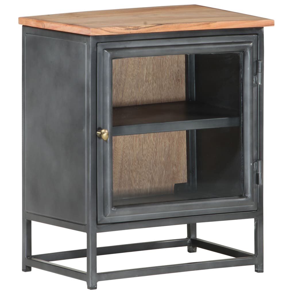 Image of Solid Acacia Wood Bedside Cabinet Gray 157''x118''x197''