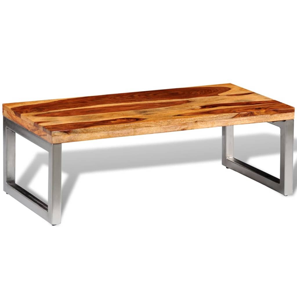 Image of Solid Sheesham Wood Coffee Table with Steel Leg