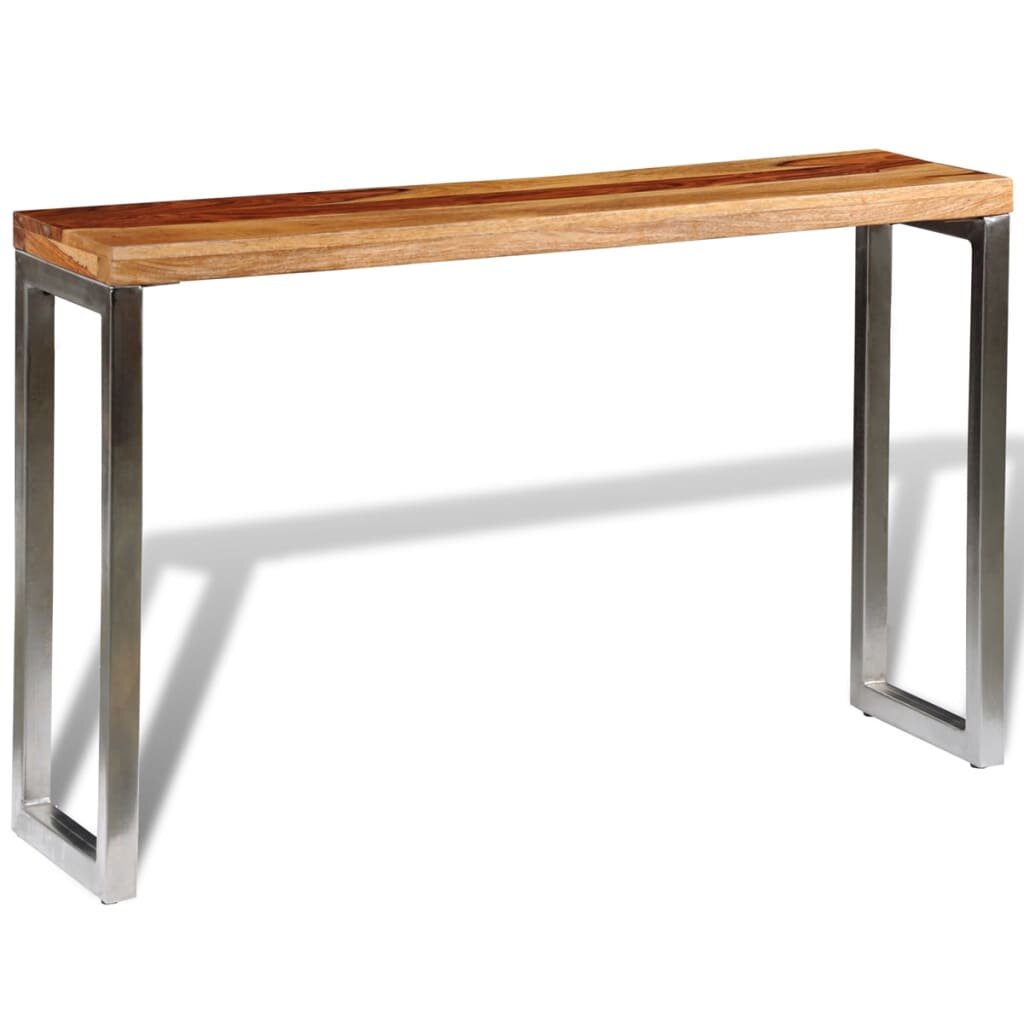 Image of Solid Sheesham Wood Console Table with Steel Leg