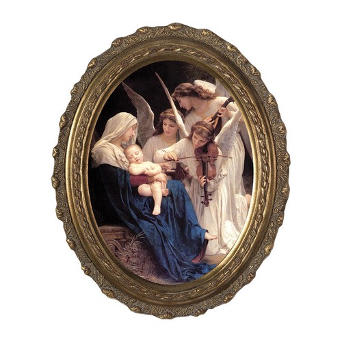 Image of Song of Angels On Canvas with Gold Oval Frame