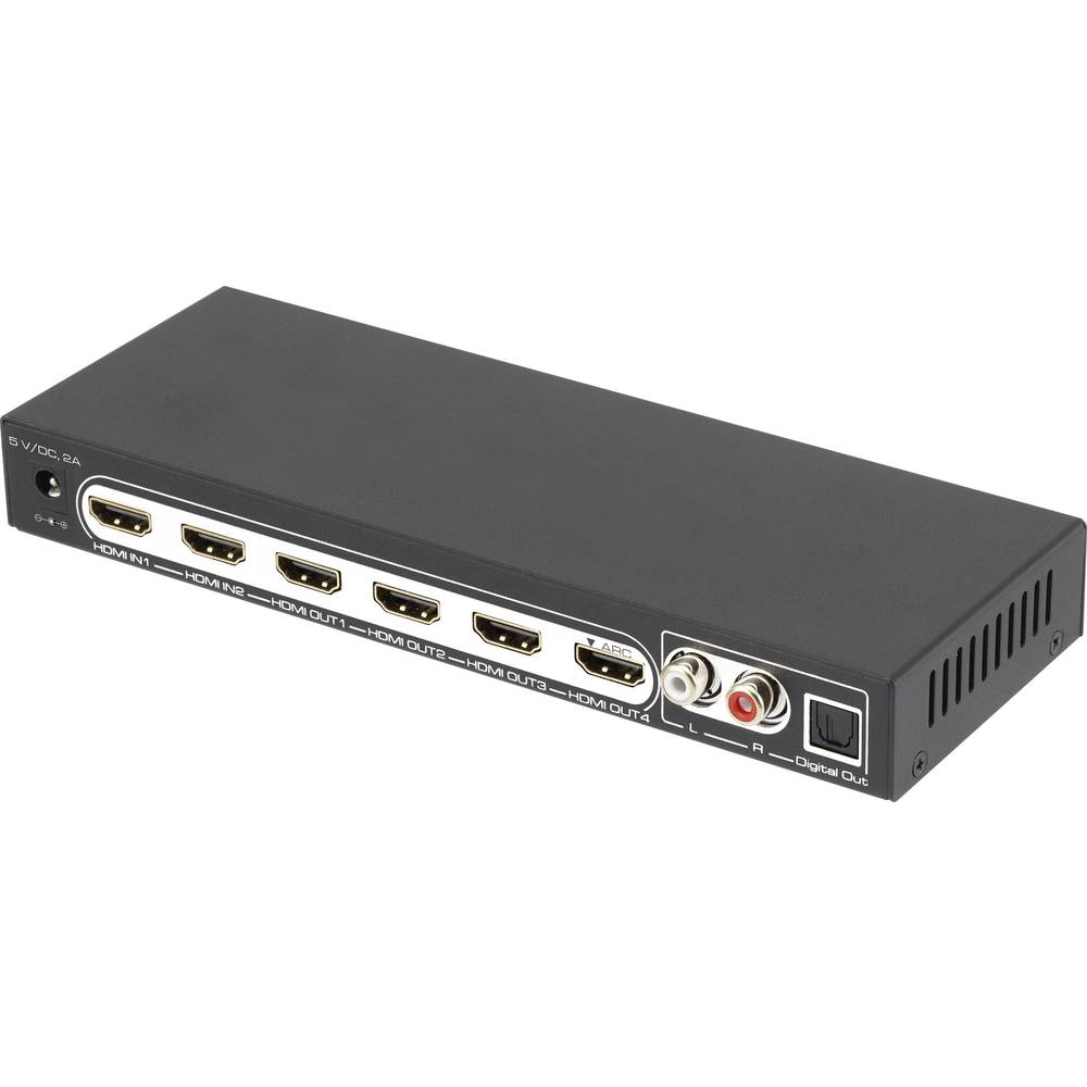 Image of SpeaKa Professional 4 ports HDMI splitter + audio ports + remote control 3840 x 2160 p Black