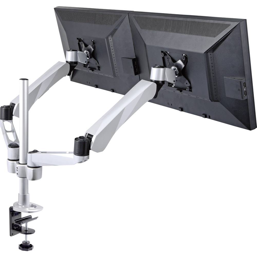 Image of SpeaKa Professional SP-3947568 Flex 2x Monitor desk mount 254 cm (10) - 686 cm (27) Black Silver Height-adjustable