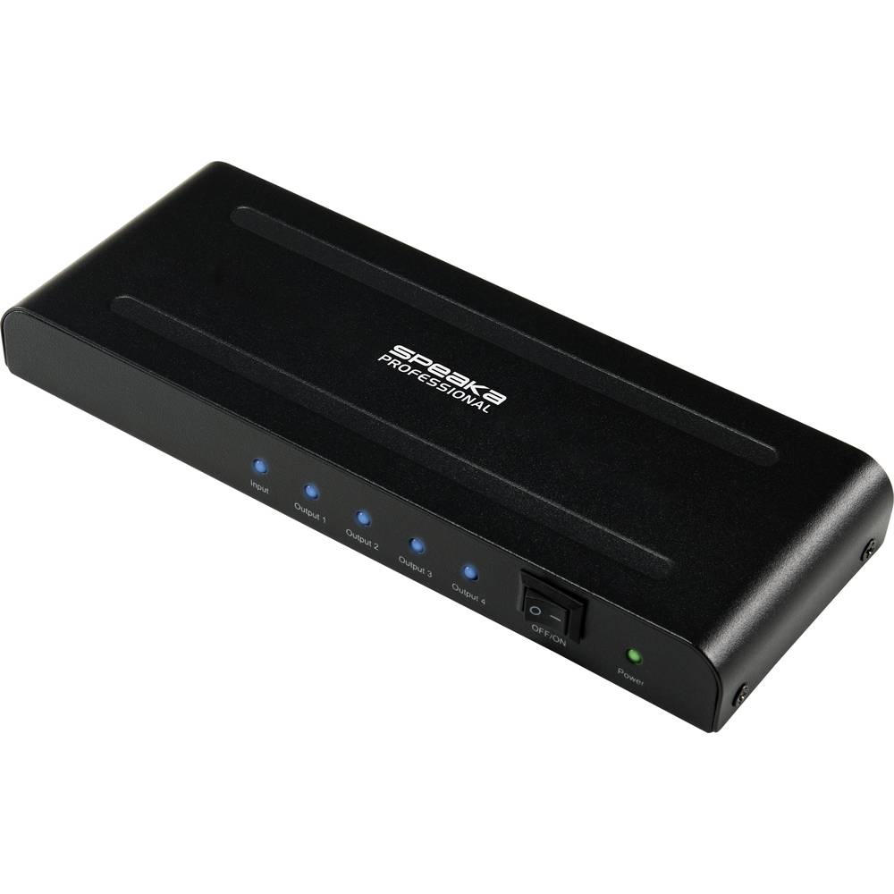 Image of SpeaKa Professional SP-HDS-240 4 ports HDMI splitter Ultra HD compatibility 3840 x 2160 p Black