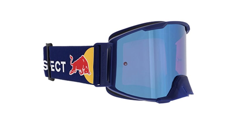 Image of Spect Red Bull Strive Mx Goggles Dark Blue Blue Flash Brown Blue Mirror S2 Talla