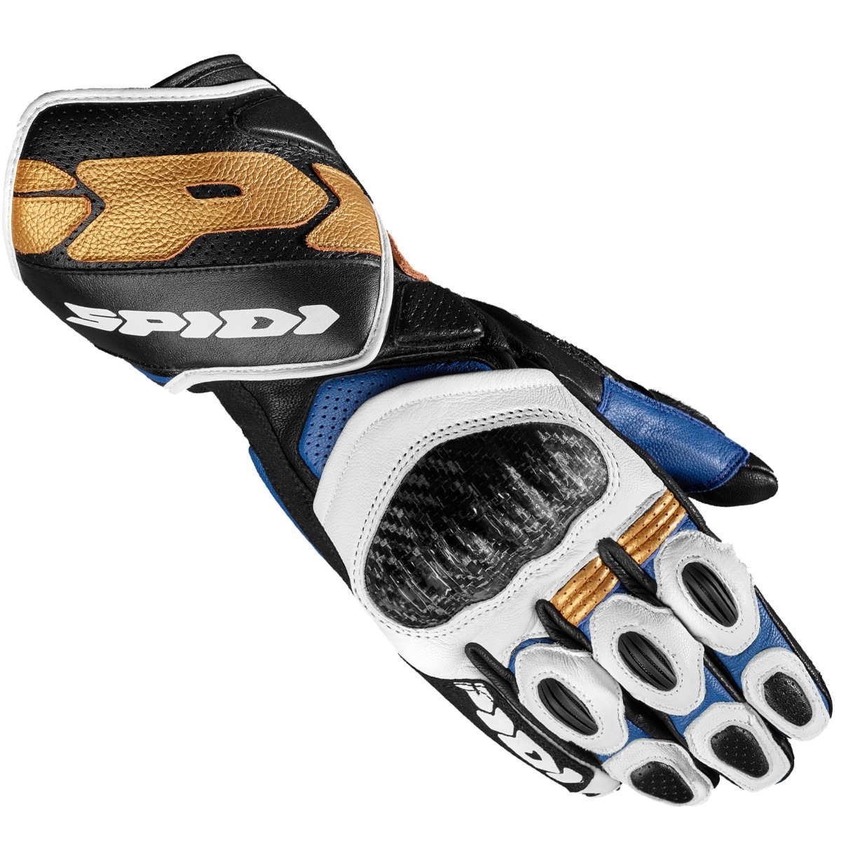 Image of Spidi Carbo 7 Bleu Or Gants Taille 2XL