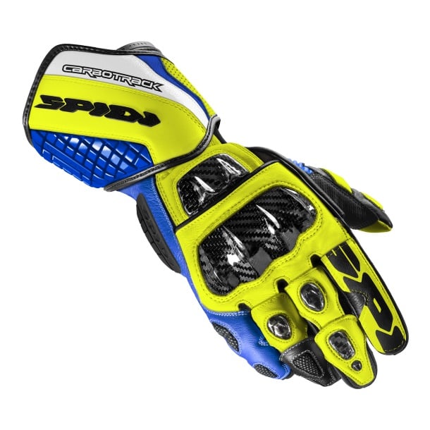 Image of Spidi Carbo Track Evo Blau Gelb Handschuhe Größe 2XL