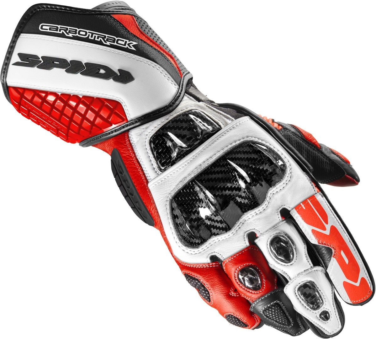 Image of Spidi Carbo Track Evo Schwarz Rot Weiß Handschuhe Größe S