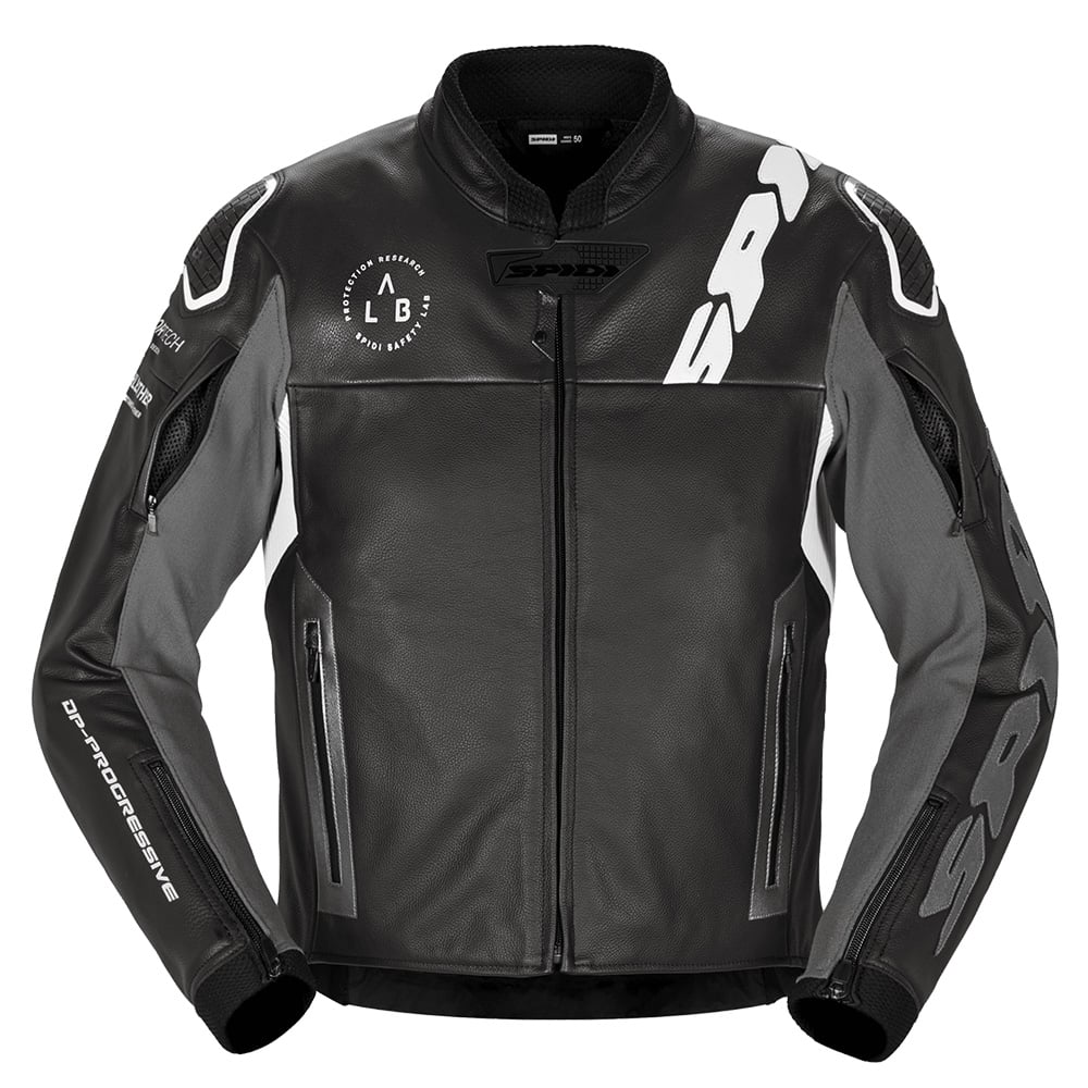 Image of Spidi Dp Progressive Leather Jacket Black White Size 46 ID 8030161482713