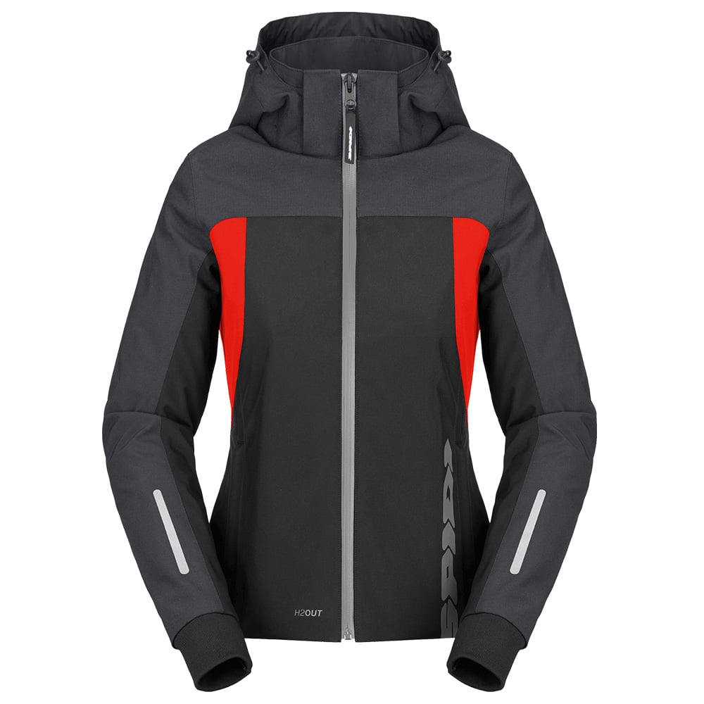 Image of Spidi H2Out II Lady Schwarz Anthracite Fluo Rot Jacke Größe M