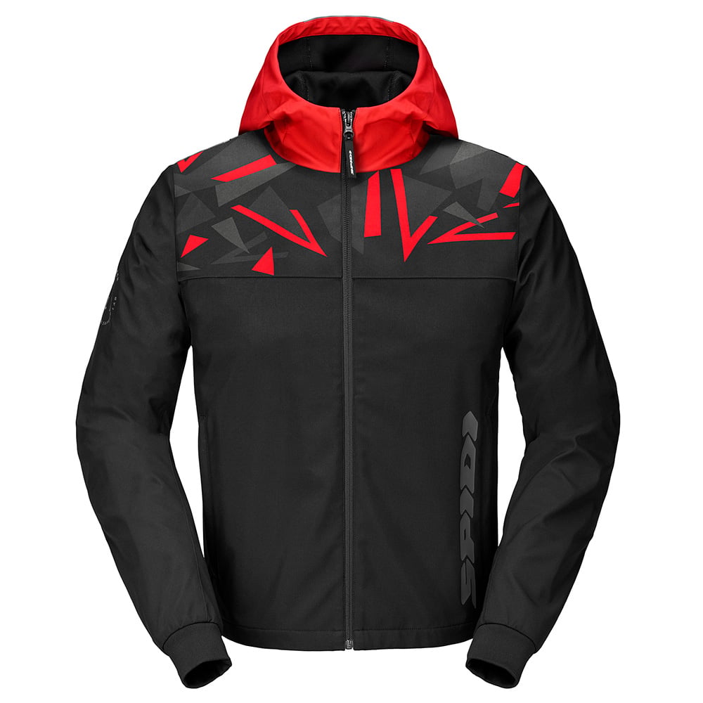 Image of Spidi Hoodie Evo Sport Black Red Size 2XL EN
