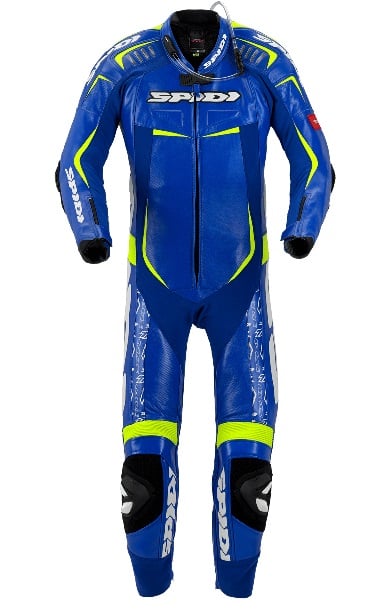 Image of Spidi Track Replica Evo Blue Yellow One Piece Racing Suit Size 54 EN