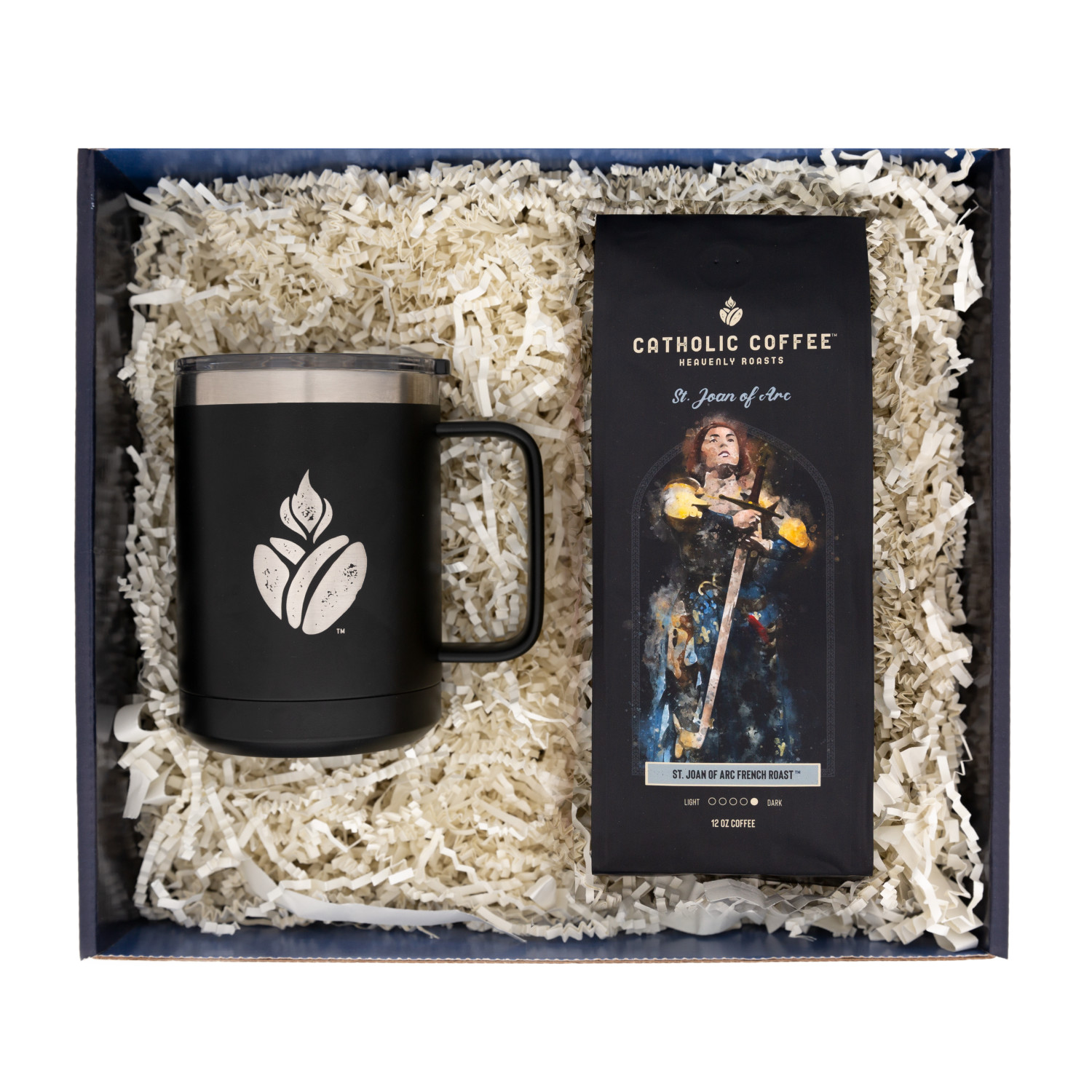 Image of St Joan of Arc French Blend Coffee & Travel Mug Gift Set