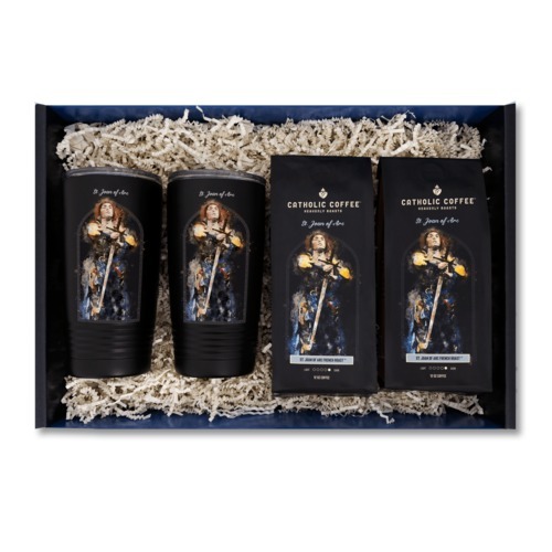 Image of St Joan of Arc French Blend Coffee and 2 Tumblers Gift Box