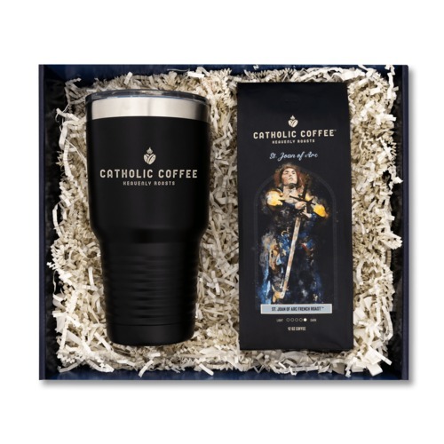 Image of St Joan of Arc French Blend Coffee and 30Oz Logo Tumbler Gift Set