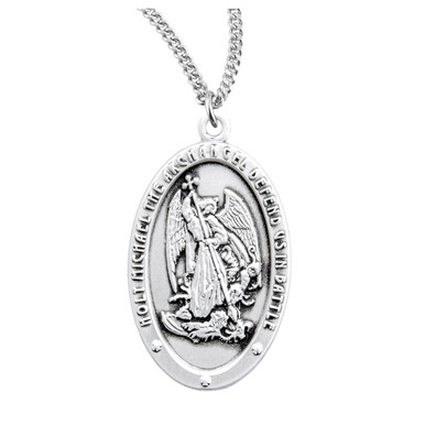 Image of St Michael Archangel Sterling Medal Necklace