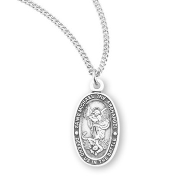Image of St Michael Sterling Silver Medal Necklace - 24