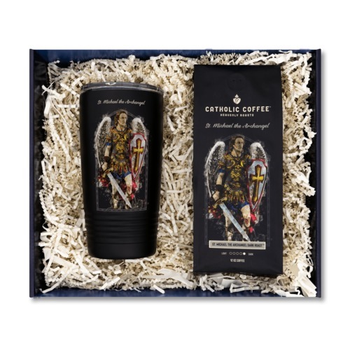 Image of St Michael the Archangel Dark Roast Coffee and Tumbler Gift Set