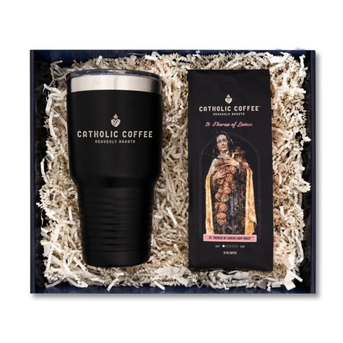 Image of St Therese of Lisieux Light Roast Coffee and 30Oz Logo Tumbler Gift Set
