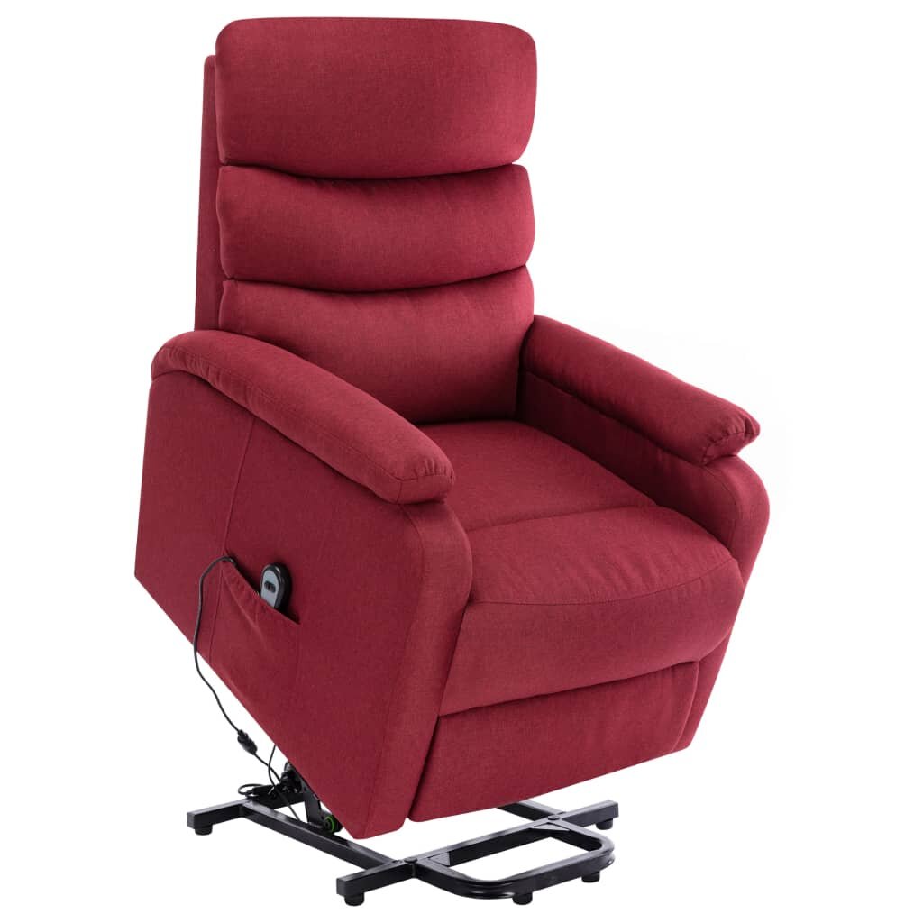 Image of Stand-up Massage Recliner Wine Red Fabric