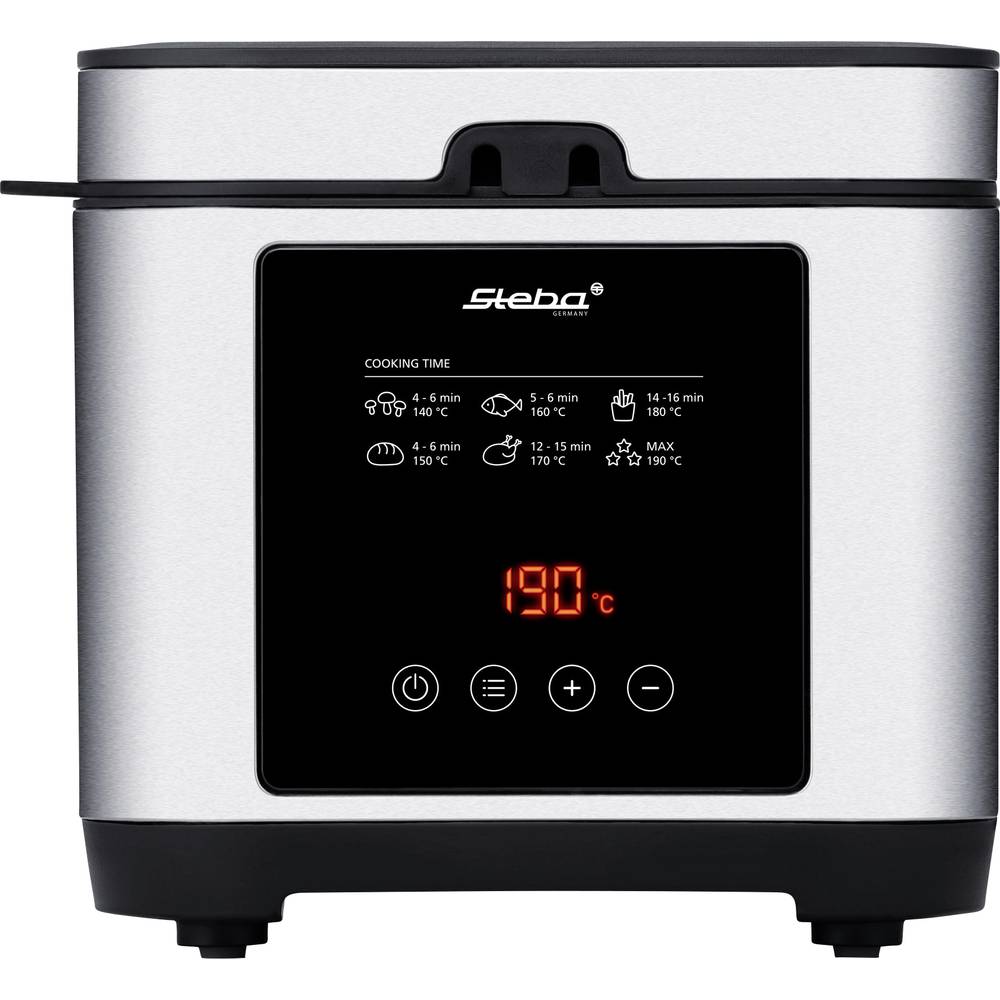 Image of Steba DF 150 Deep fryer 1200 W Timer fuction stepless thermostat with display Stainless steel Black