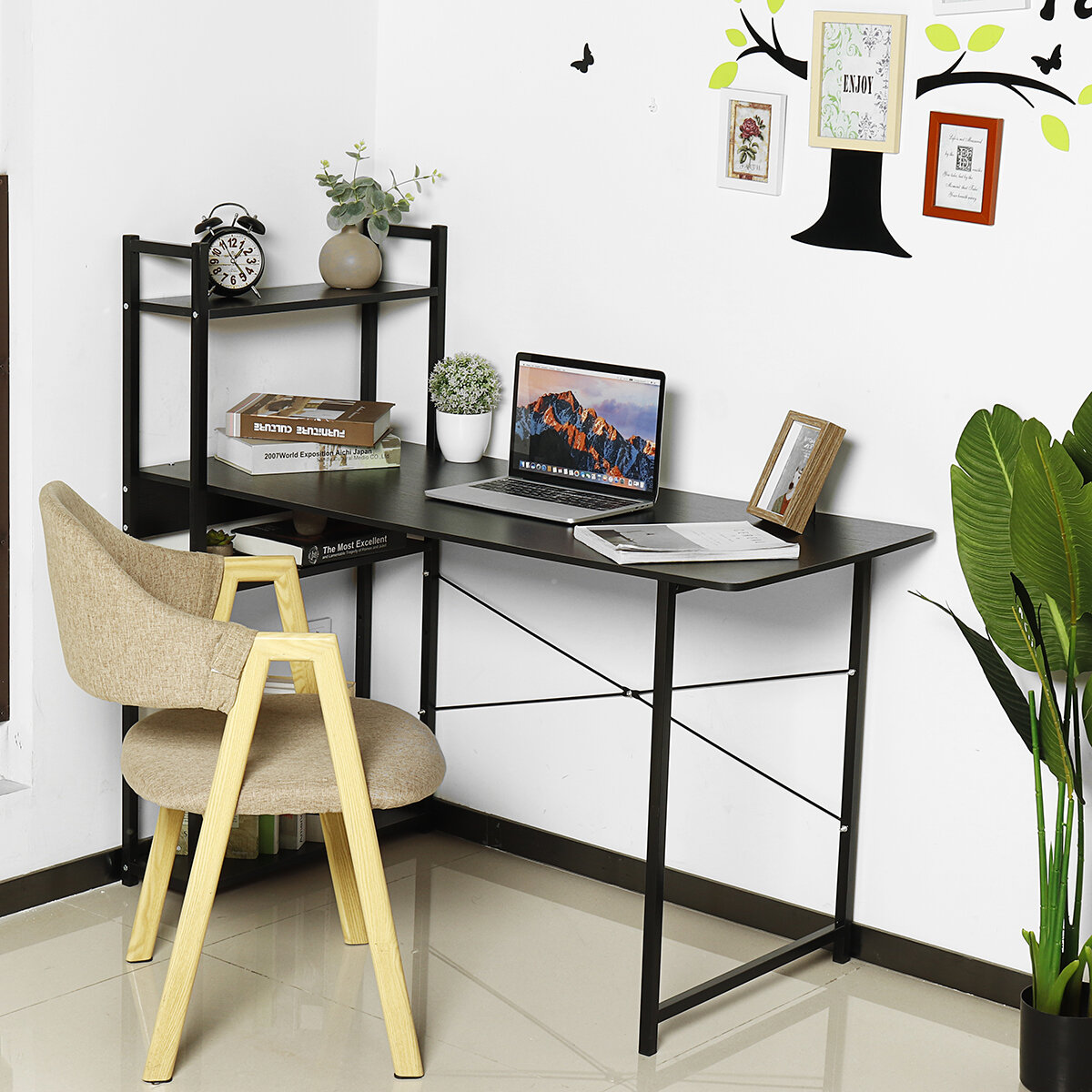 Image of Steel Wood Computer Desk home Simple Modern Style for Home Office