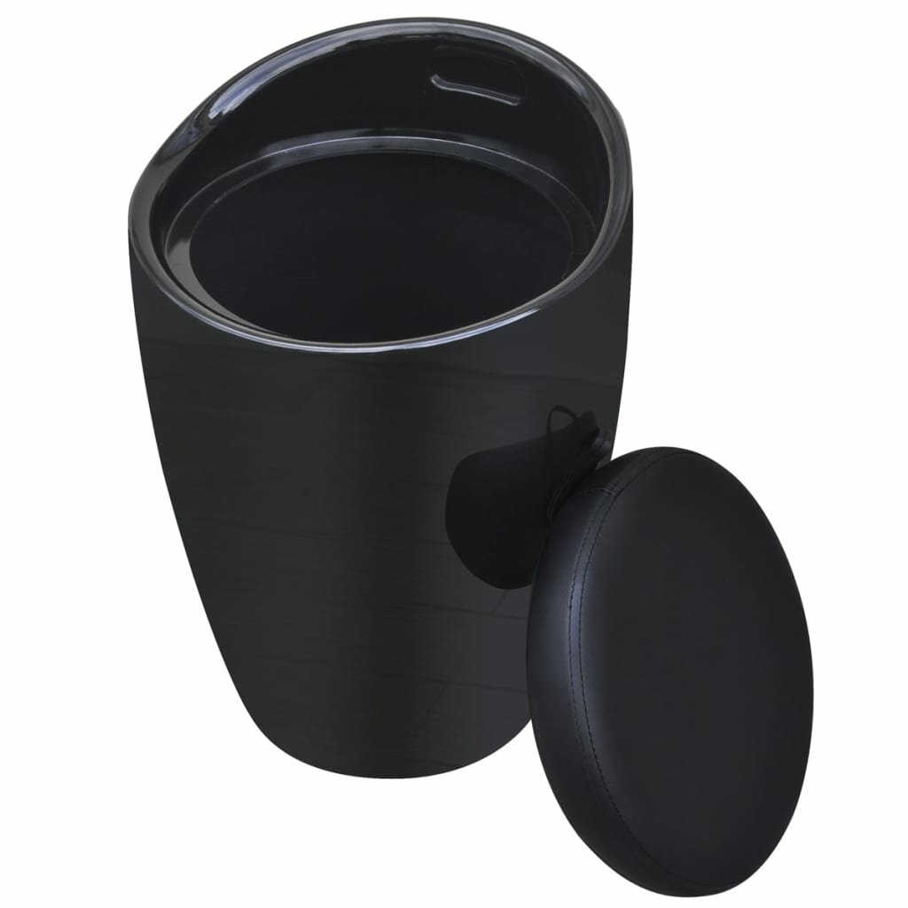 Image of Stool Black Faux Leather