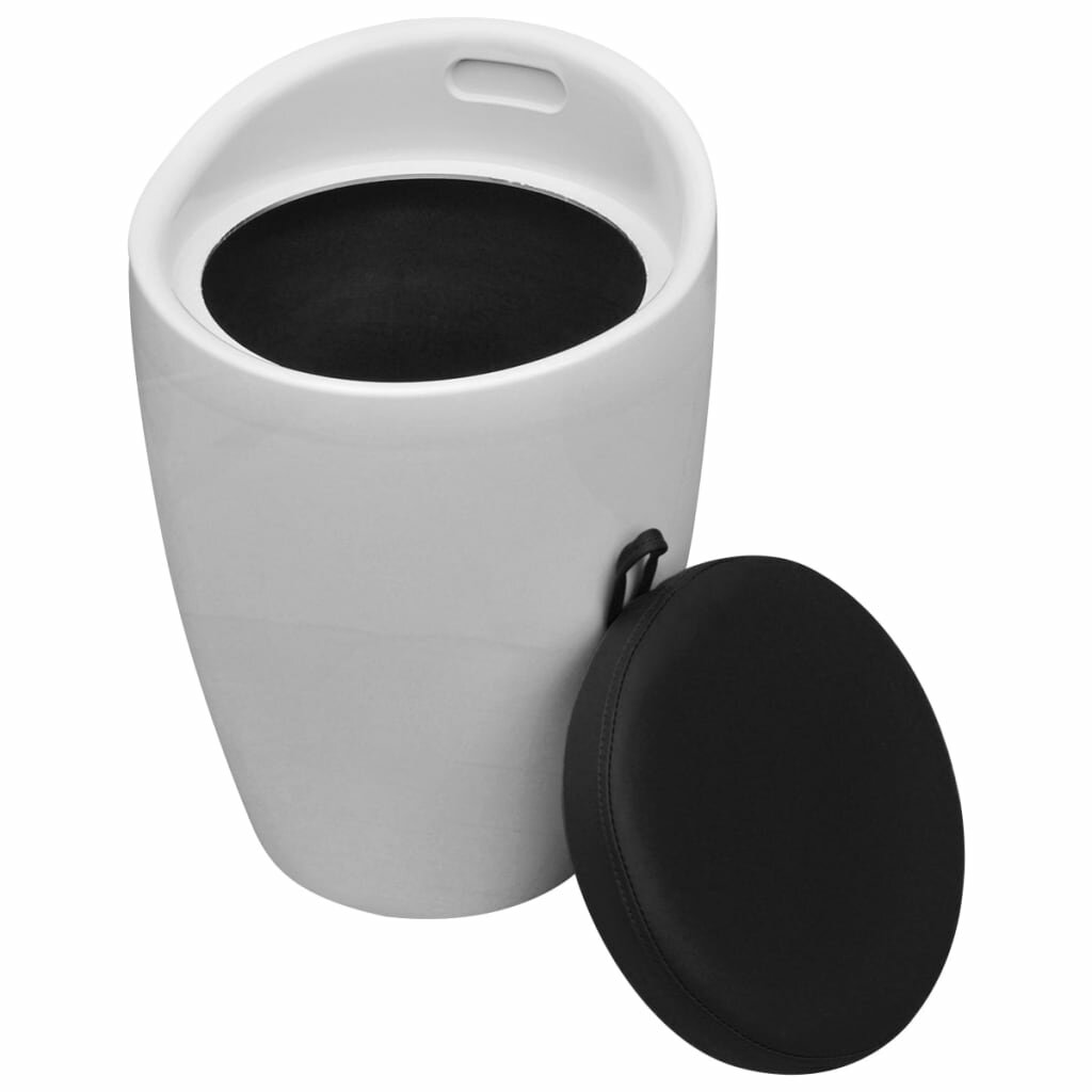 Image of Stool White and Black Faux Leather