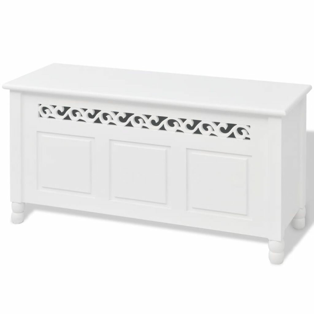 Image of Storage Bench Baroque Style MDF White