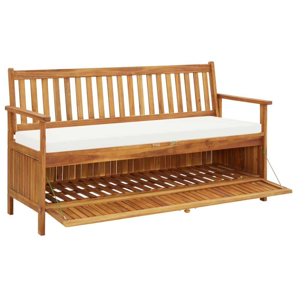 Image of Storage Bench with Cushion 582" Solid Acacia Wood