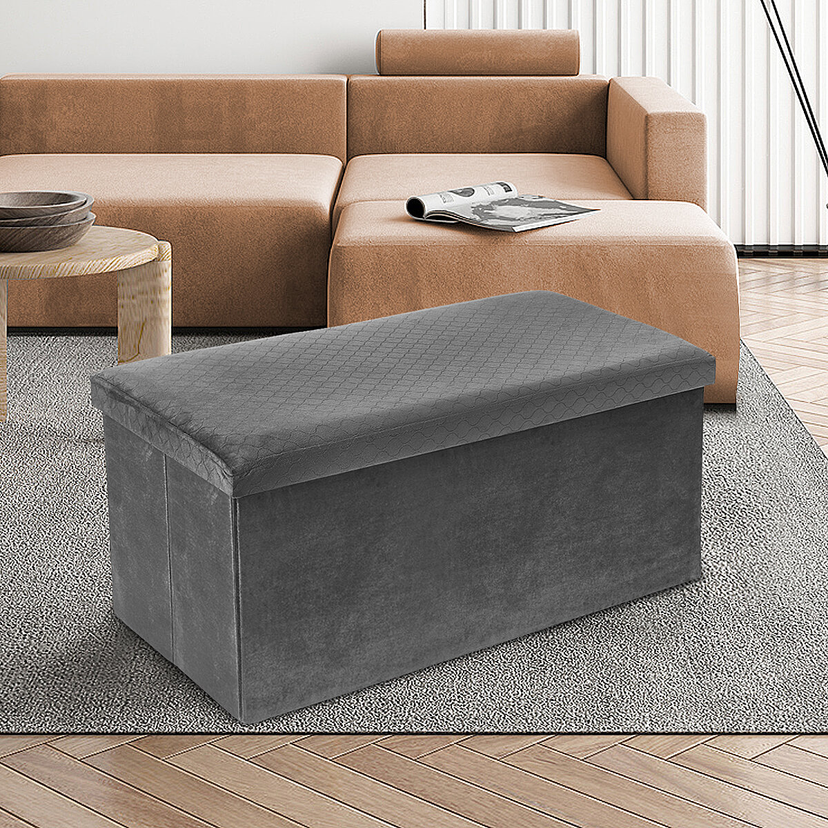 Image of Storage Ottoman Bench Modern Tufted Ottoman for Bedroom Living-Room End of Bed Hallway Ottoman Foot Rest with Storage
