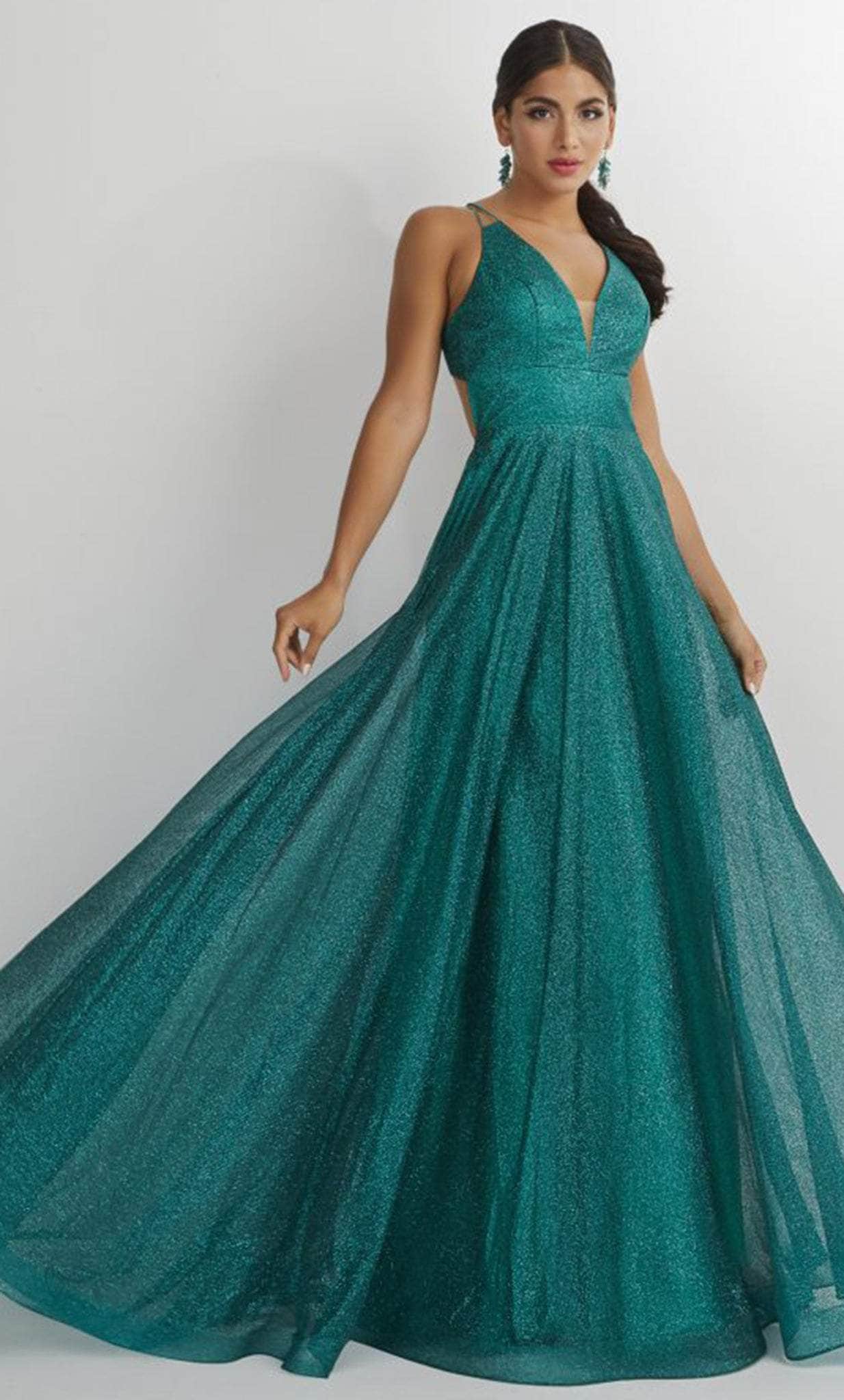 Image of Studio 17 Prom 12895 - Glittered Plunging V-Neck Prom Gown