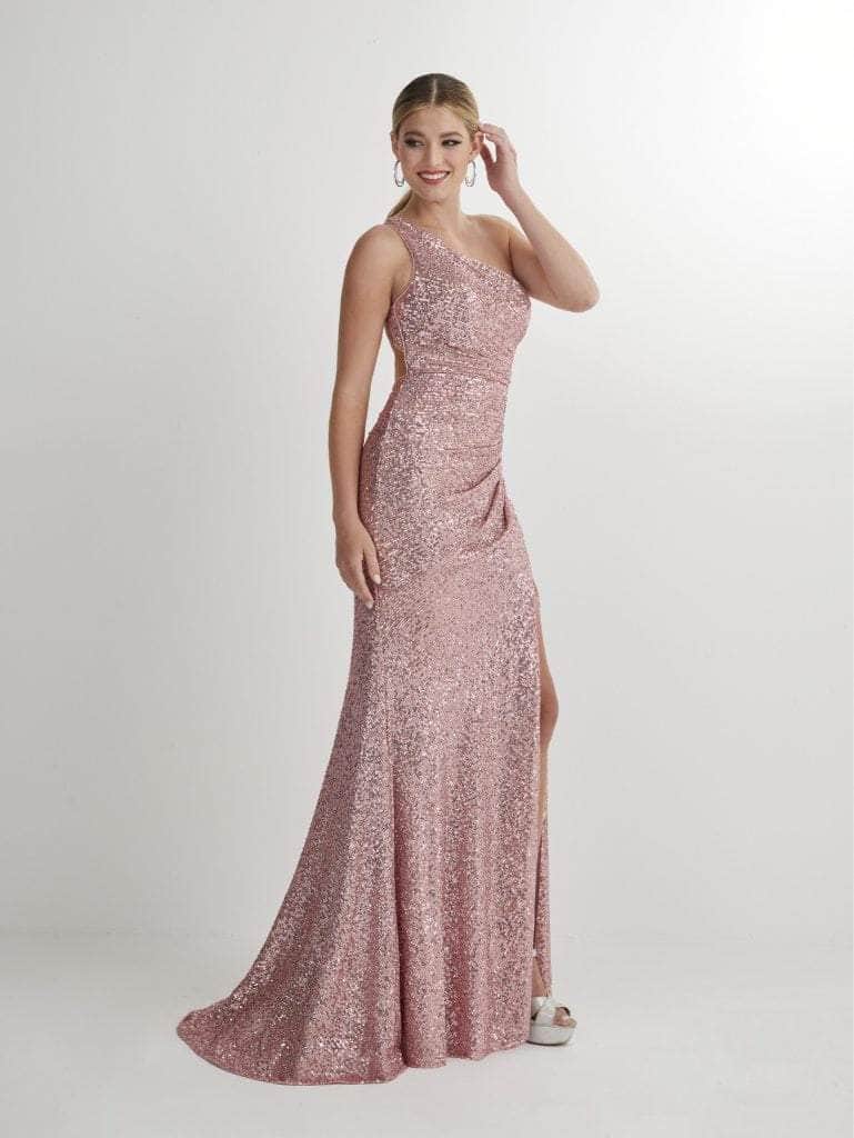 Image of Studio 17 Prom 12906 - One Sleeve Sequin Evening Dress