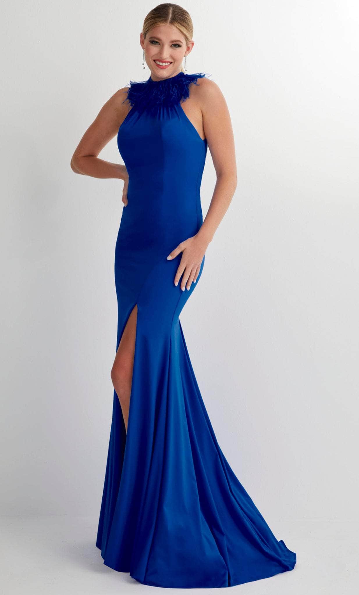 Image of Studio 17 Prom 12913 - Feathered Halter Neck Evening Gown