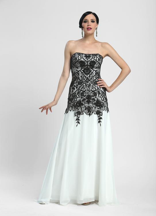 Image of Sue Wong - N4134 Strapless Lace Overlay A-line Gown