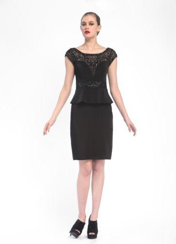 Image of Sue Wong - N5334 Cap Sleeve Adorned Illusion Peplum Dress