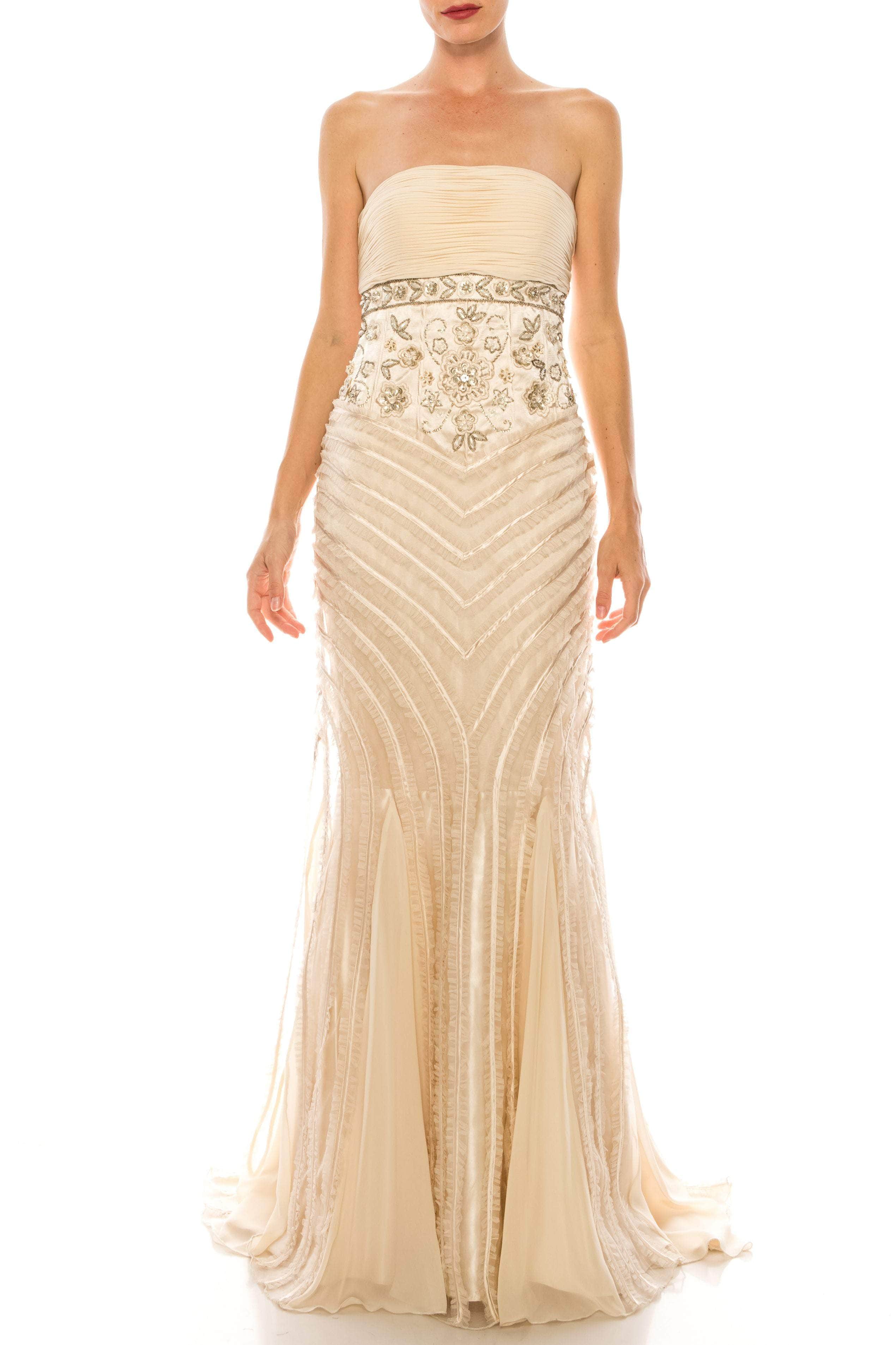 Image of Sue Wong - Strapless Ruffle Trim Mermaid Gown N0230