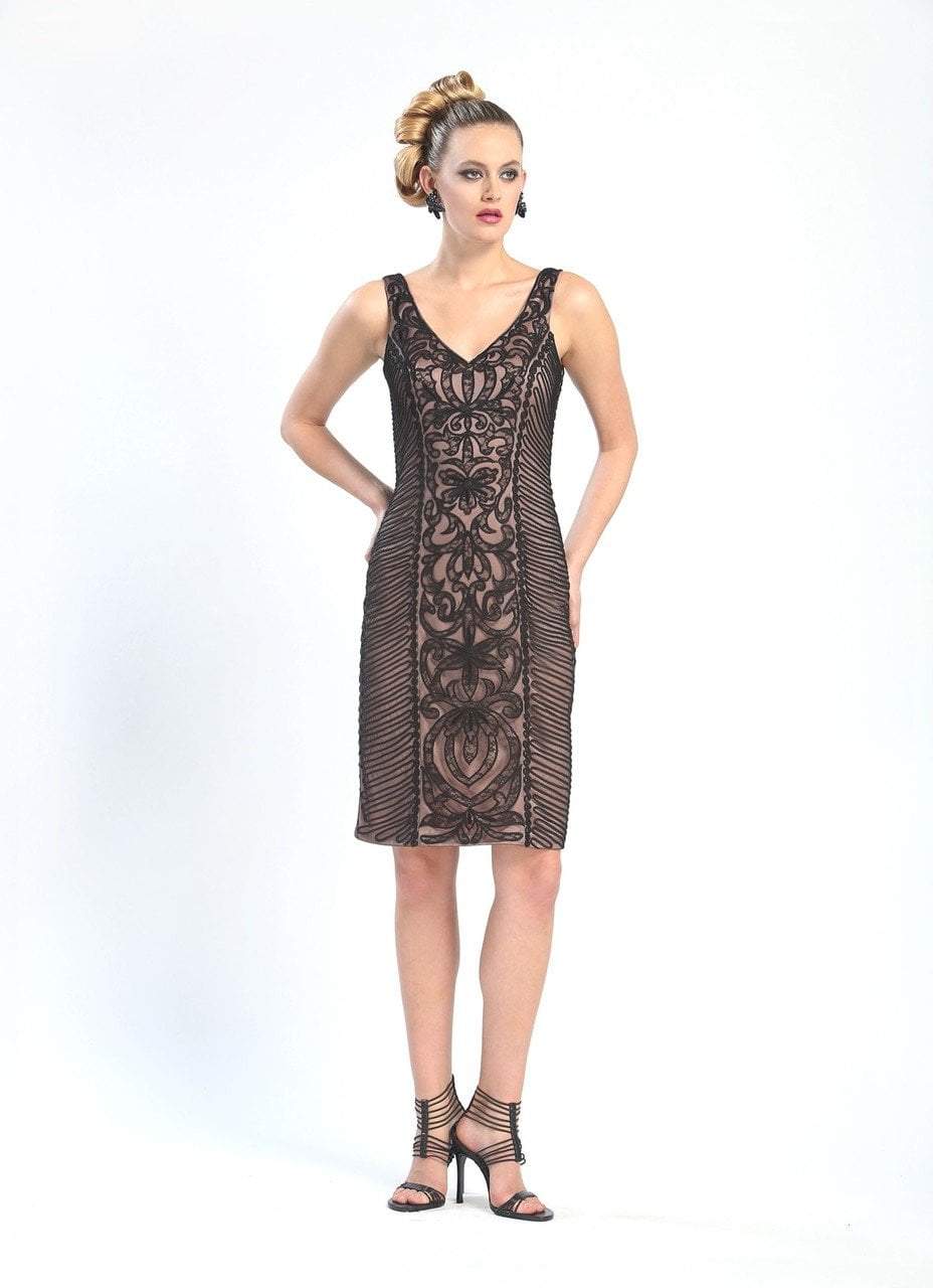 Image of Sue Wong - V-Cut Neckline Swirl Patterned Dress N4305