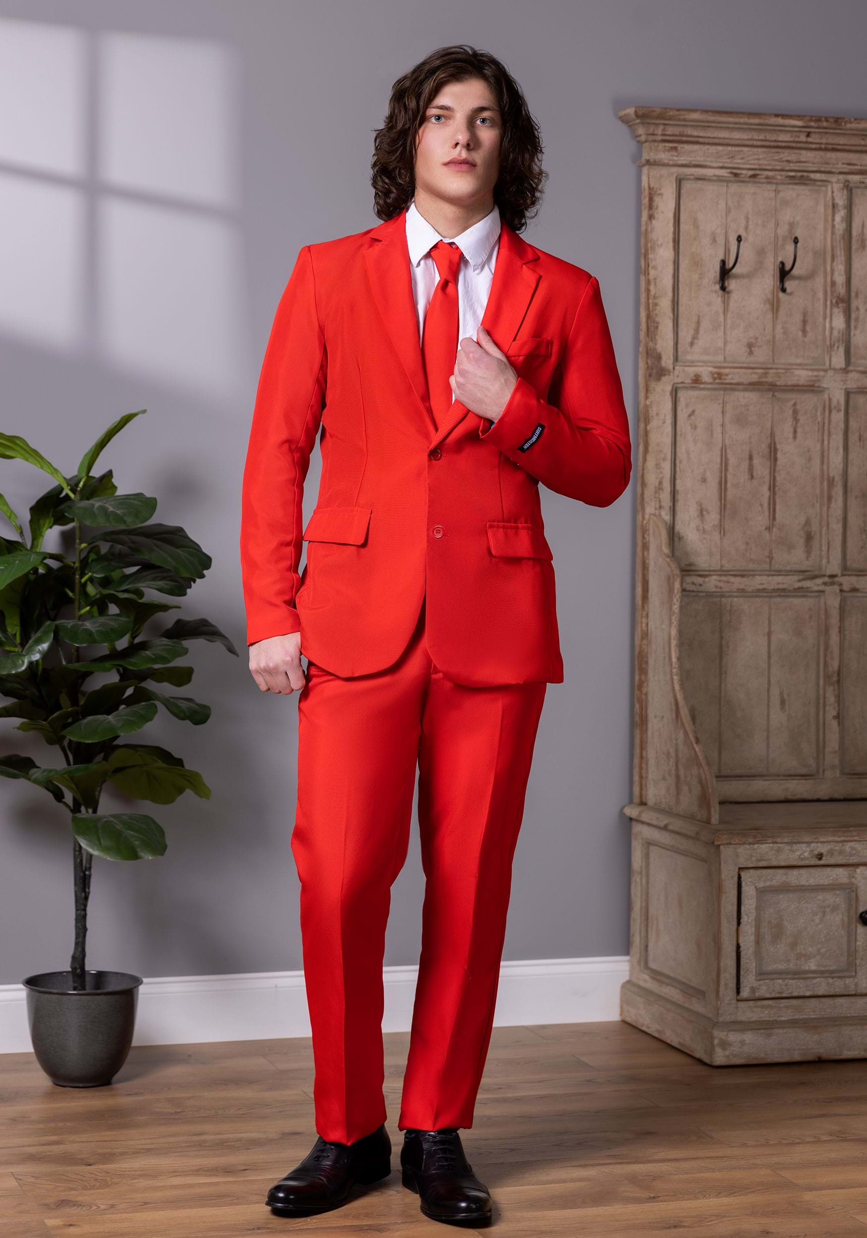 Image of Suitmeister Men's Solid Red Suit ID OSOBAS0017-L