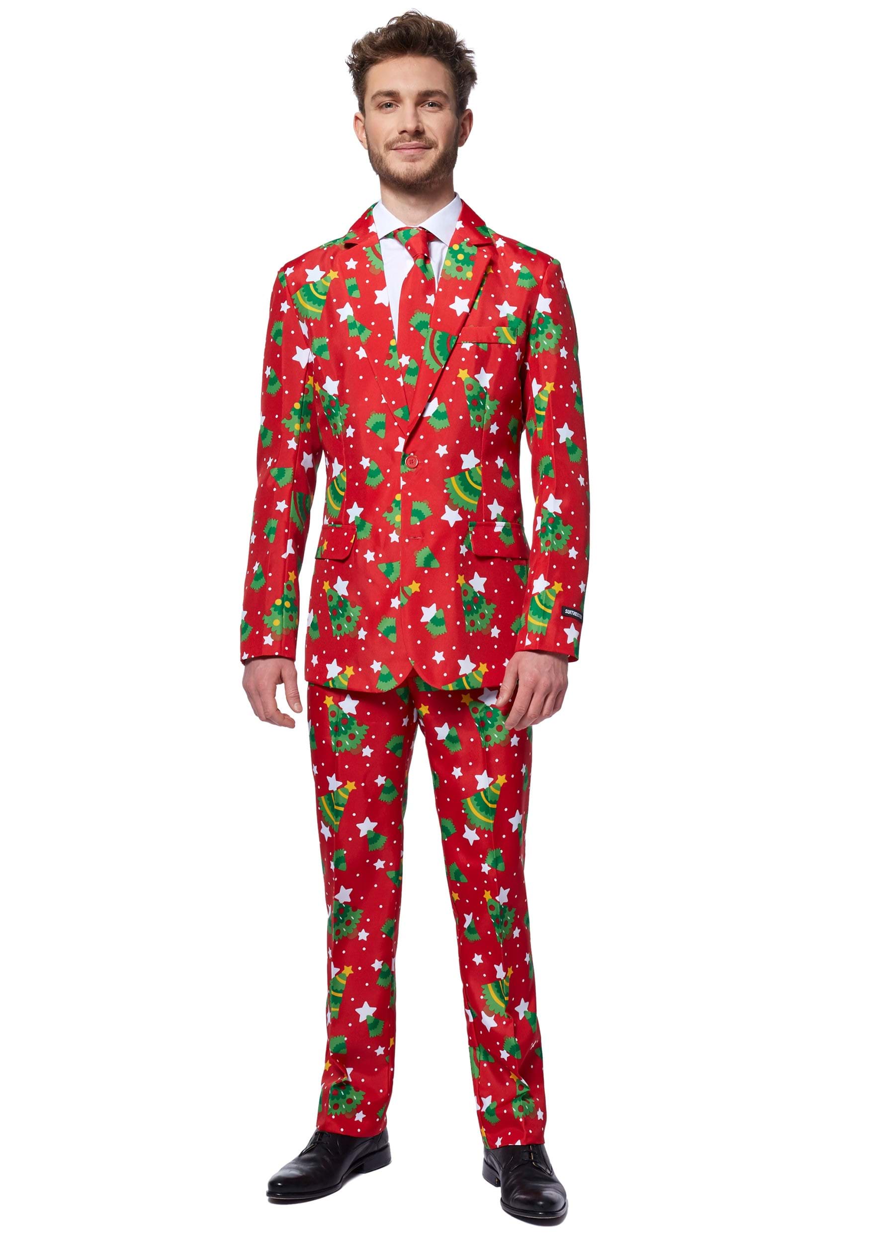 Image of Suitmeister Red Christmas Tree Stars Suit ID OSOBAS1005-XL