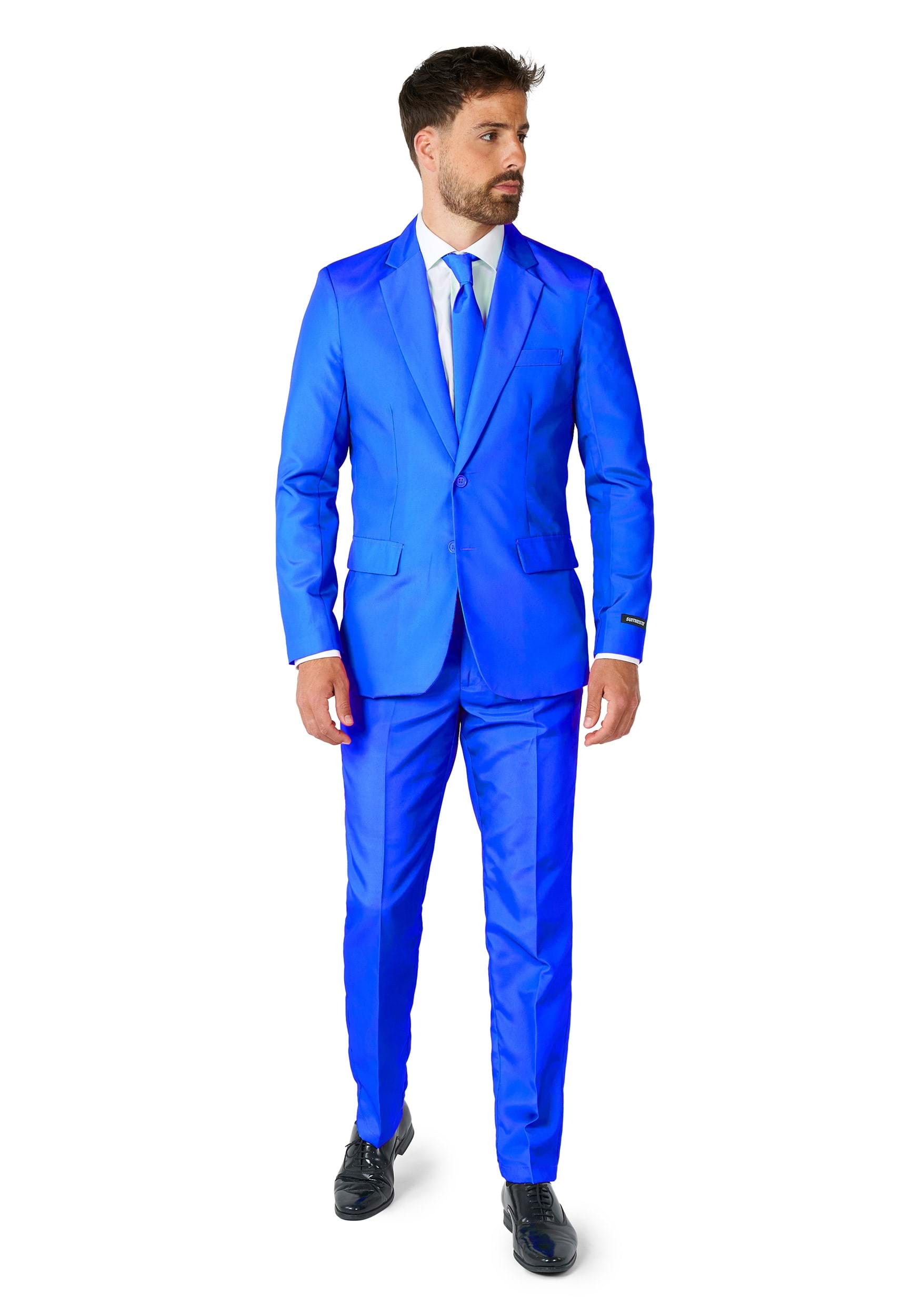 Image of Suitmeister Solid Blue Mens Suit ID OSOBAS0021-S