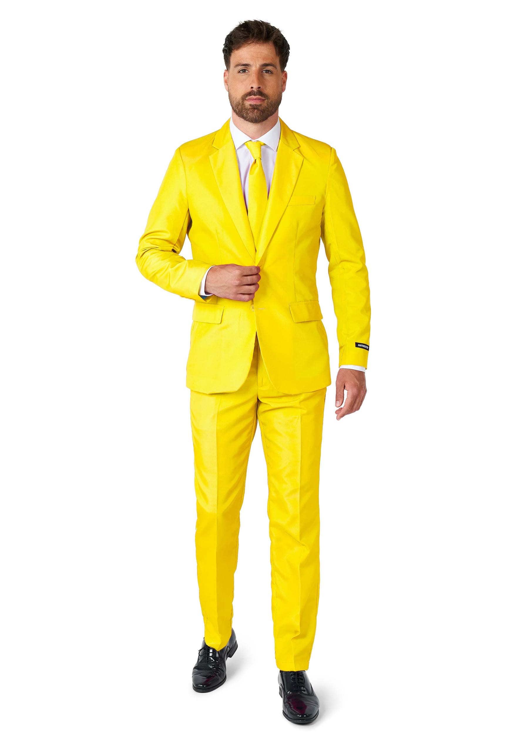 Image of Suitmeister Solid Yellow Men's Suit ID OSOBAS0019-M