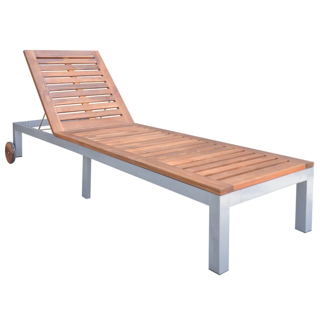 Image of Sun Lounger Solid Acacia Wood