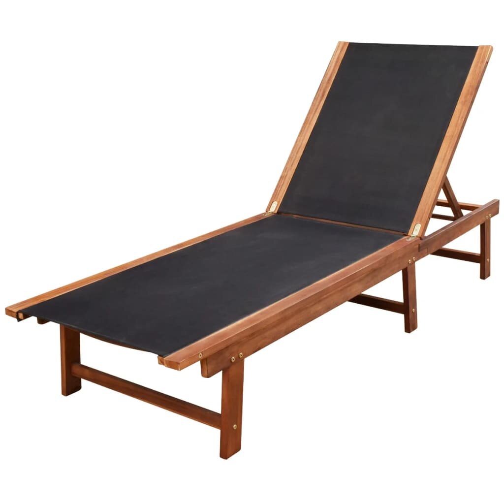 Image of Sun Lounger Solid Acacia Wood and Textilene