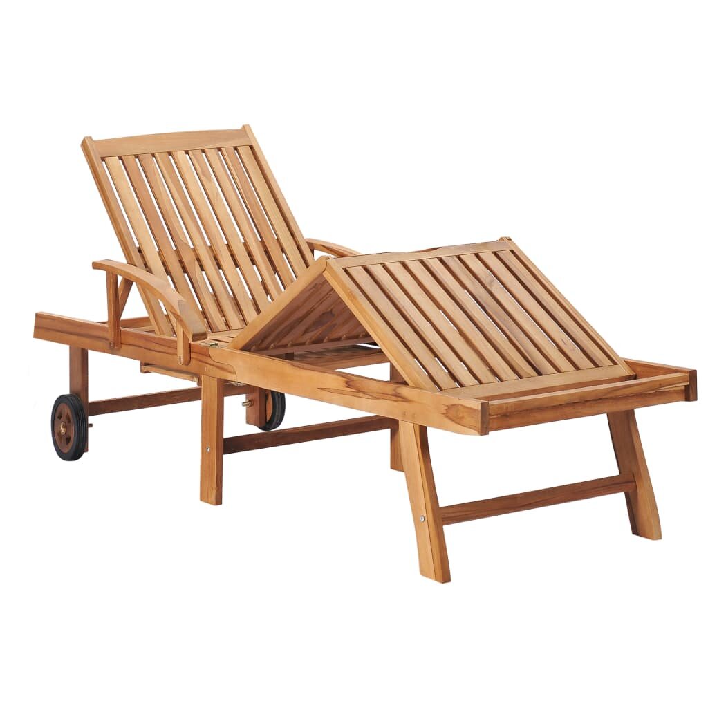 Image of Sun Lounger Solid Teak Wood