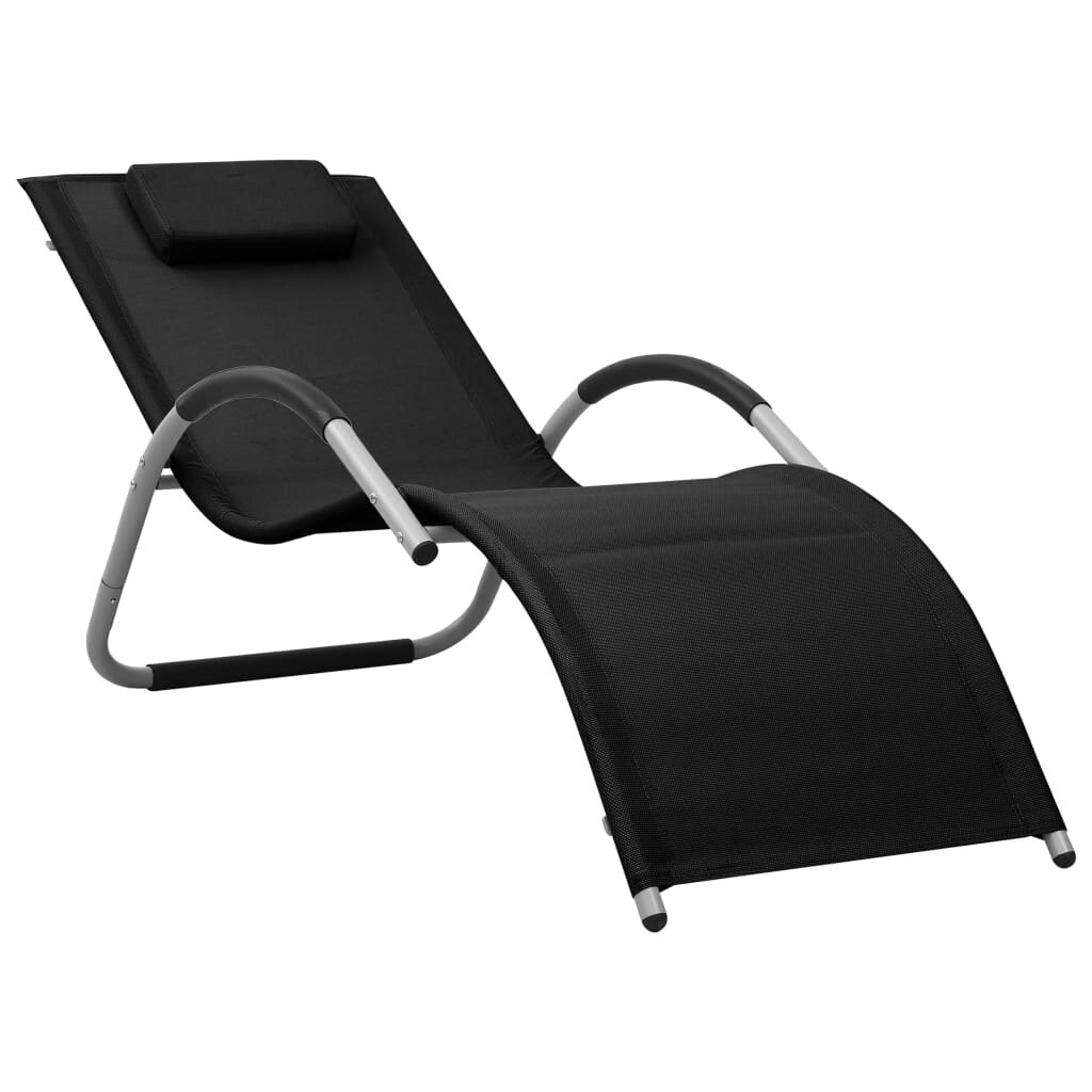 Image of Sun Lounger Textilene Black and Gray